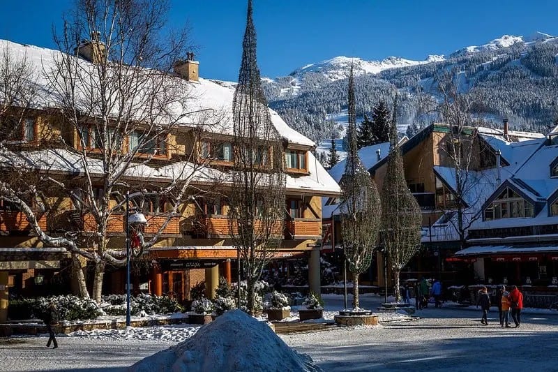 Whistler Village on a sunny winter day
